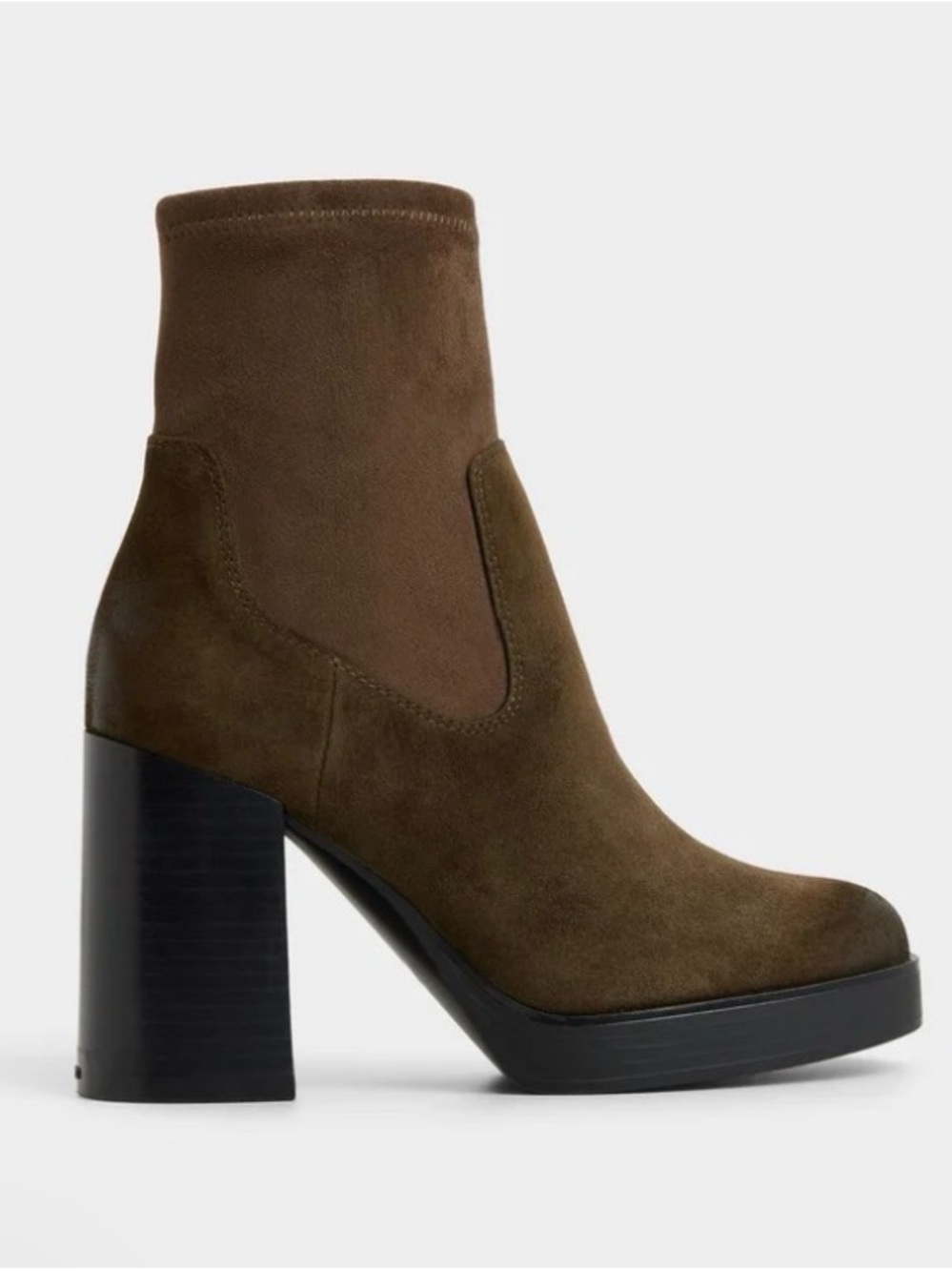 Aldo Seraphica Brown Suede Platform Block Heel Ankle Boots